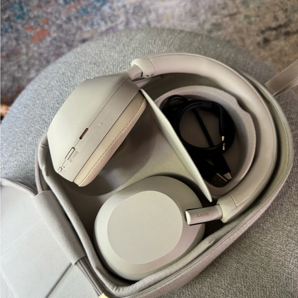 Sony Wireless Over-Ear Headphones in Light Beige